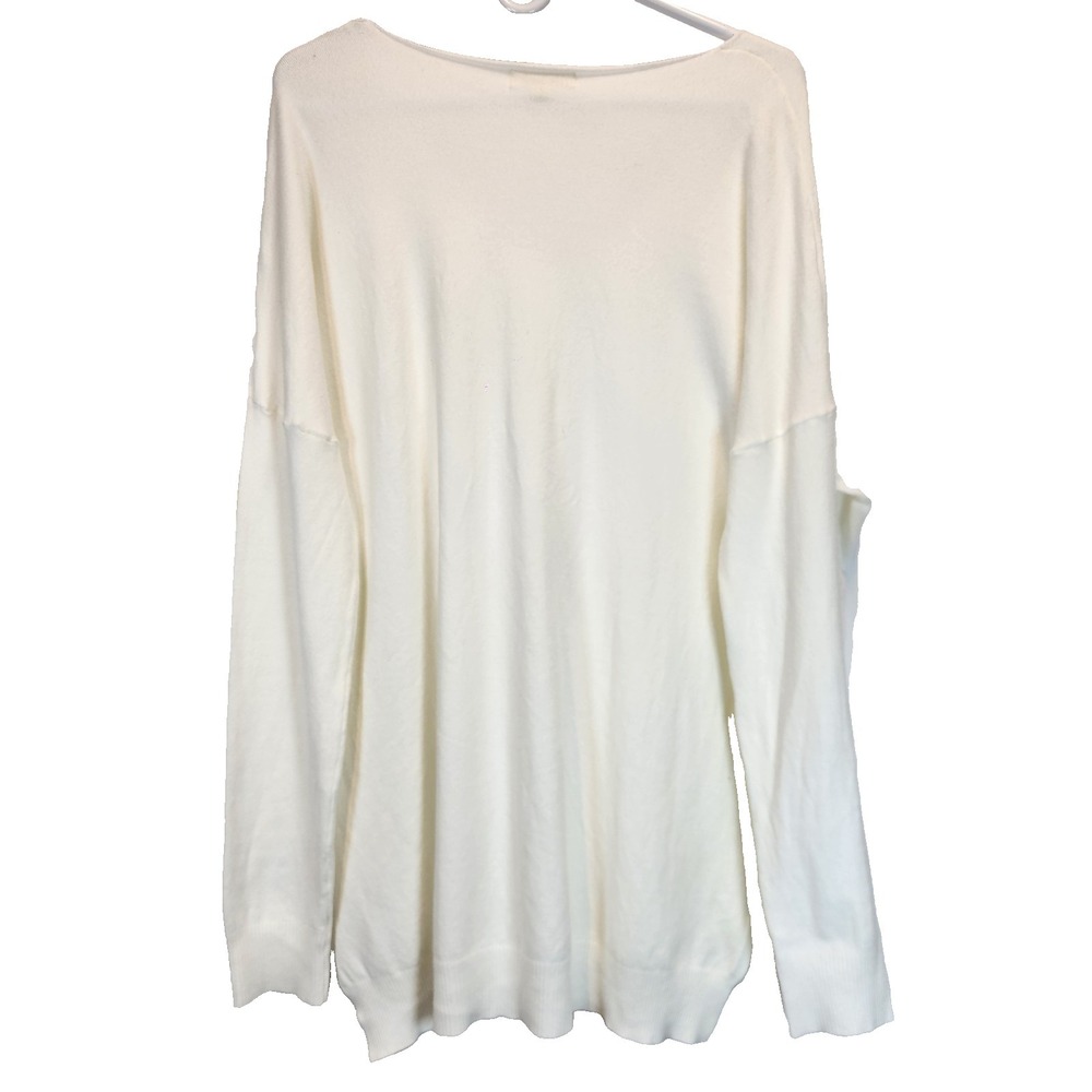 Urban Daizy V-neck Tunic Sweater Women's Size L Cream Long Sleeve Relaxed Fit - Picture 2 of 7